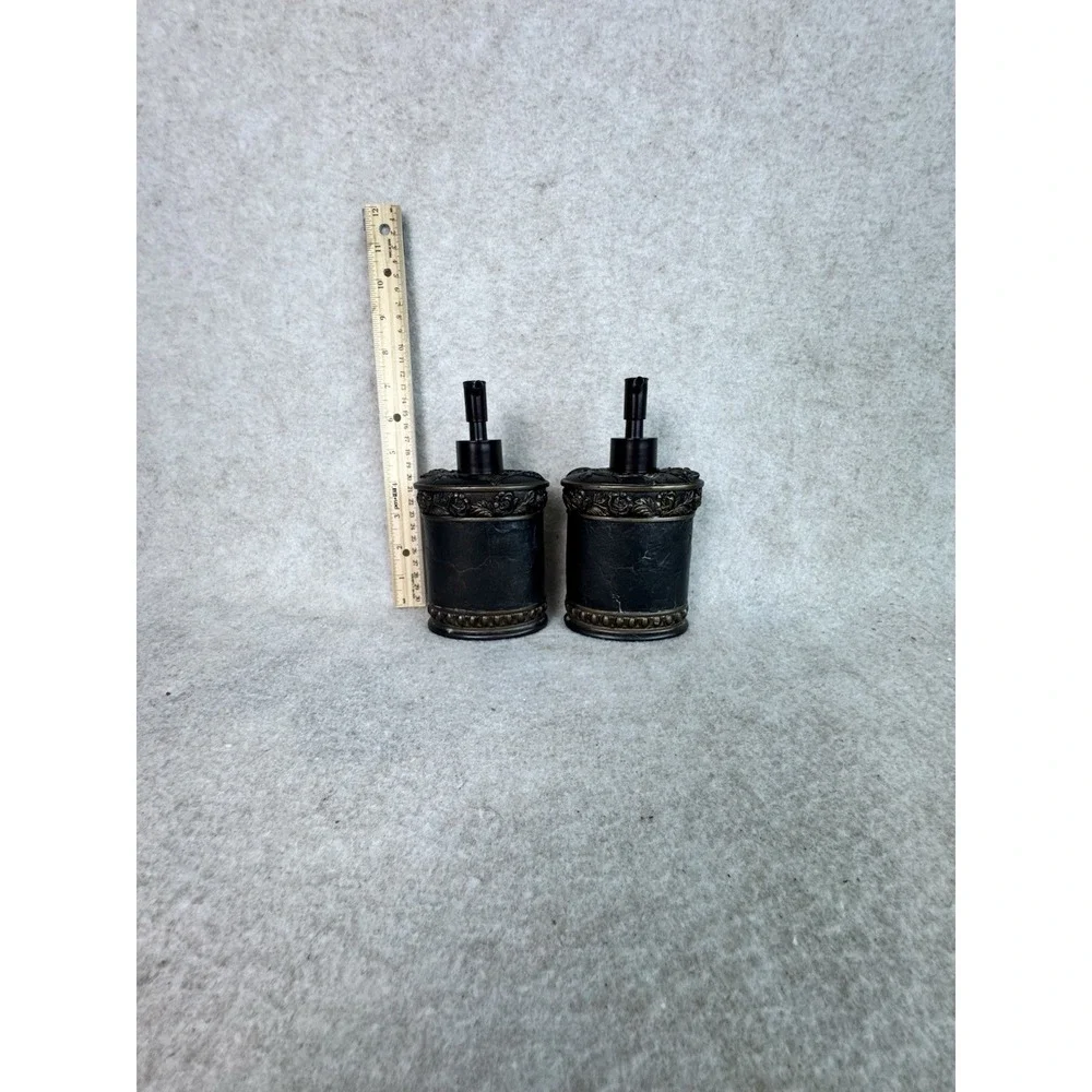 BRONZE,BROWN RESIN PUMP,BATHROOM SOAP+LOTION DISPENSER Set Of‎ 2